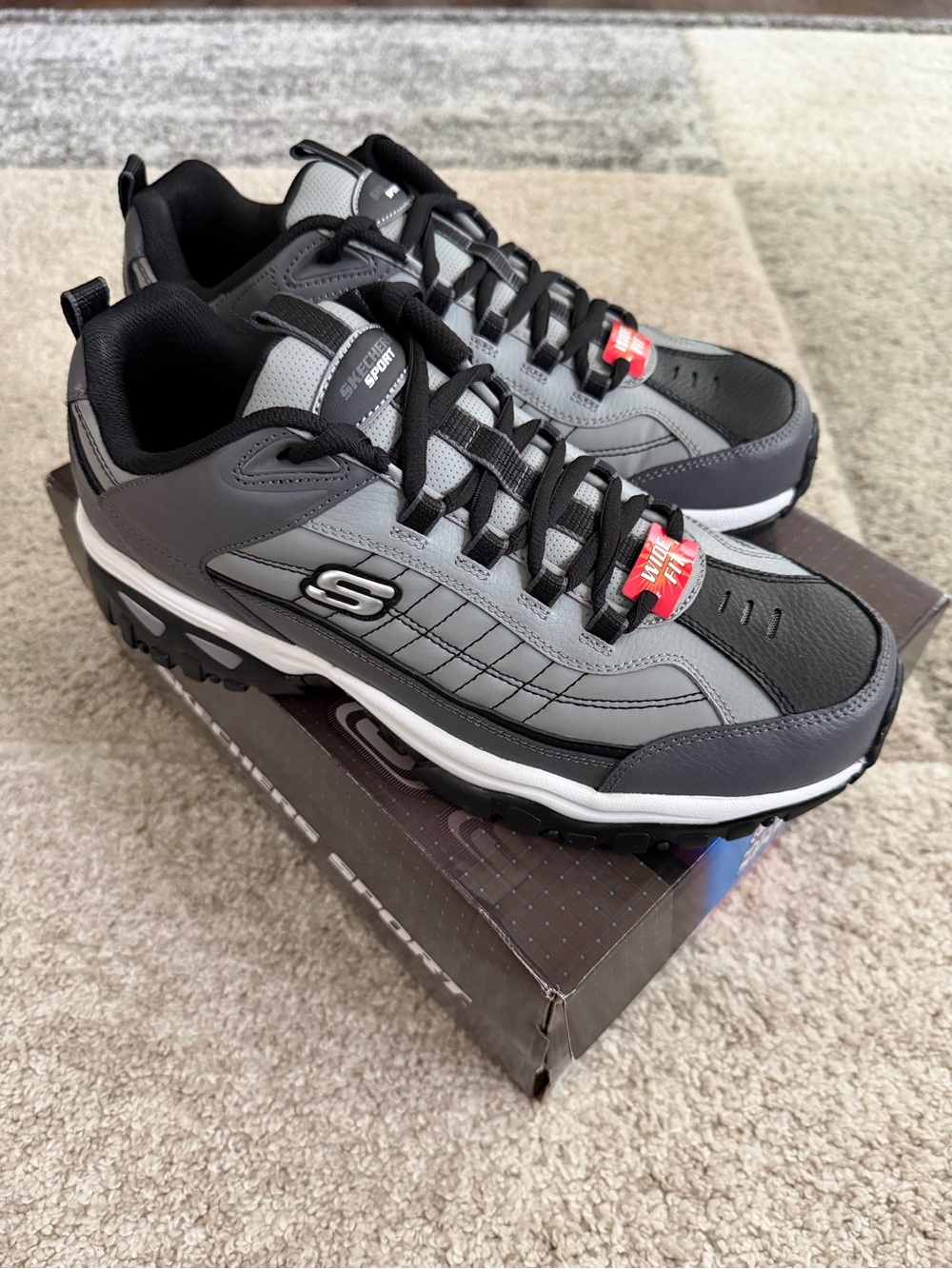 NWT Skechers Energy After Burn Wide Fit Sneakers Charcoal Men’s Size 11